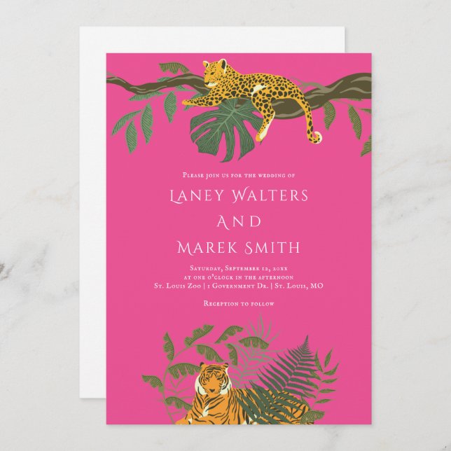 Convite Para Casamento De Animais Da Selva Safari (Frente/Verso)