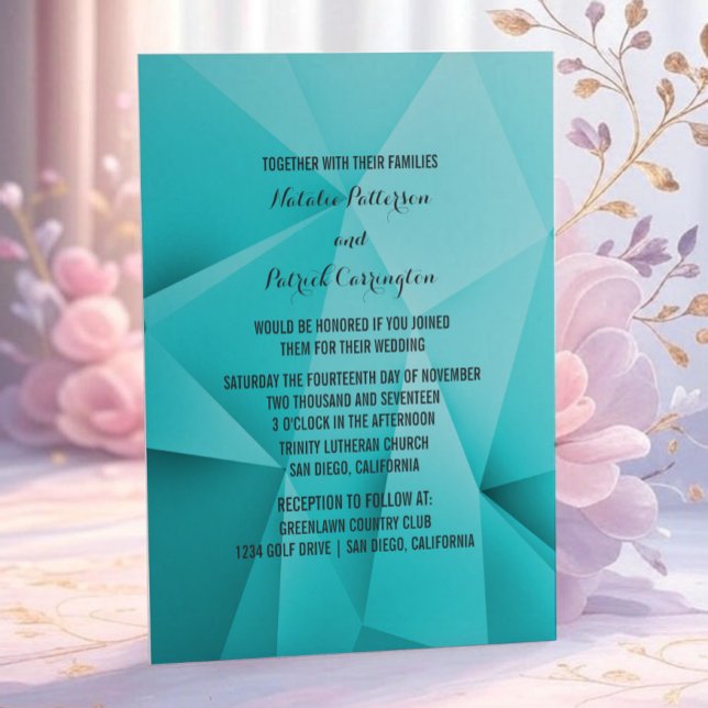 Convite Para Casamento De Aqua Jewel Tones (Aqua Jewel Tones Wedding Invitation)