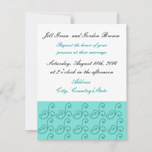Convite para Casamento de Aqua Swirl