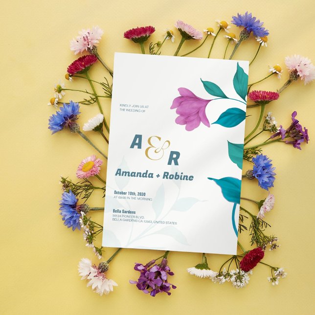 Convite Para Casamento De Aquarela De Jardim Flora (Criador carregado)