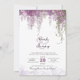 Convite para Casamento de Aquarela Elegante Roxo
