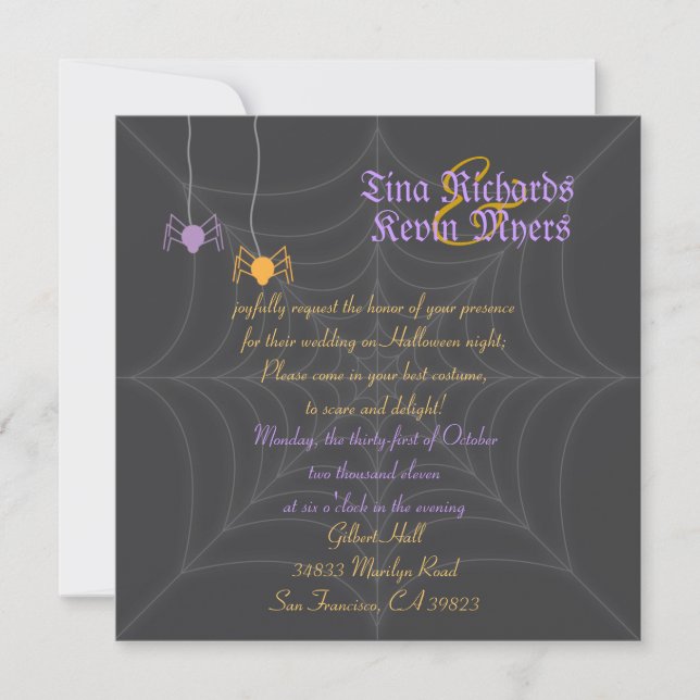 Convite para Casamento de Aranha Halloween (Frente)