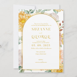 Convite para Casamento de Arca Flor Amarela Branca