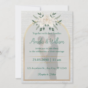 Convite para Casamento de Arca Floral Elegante com