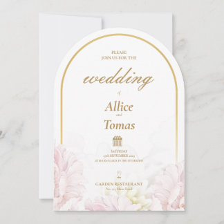 Convite para Casamento de Arca Floral Elegante Edi
