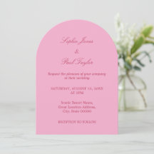 Convite para Casamento de Arca Magenta Rosa Elegan