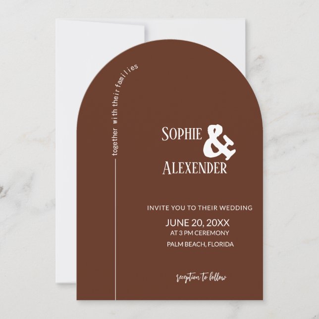 Convite para Casamento de Arch Brown Modern Mocha (Frente)