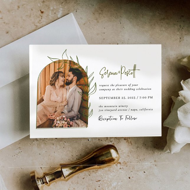 Convite para Casamento de Arch Mínimo de Foto (Criador carregado)