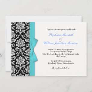 Convite para Casamento de Arco Azul Damask