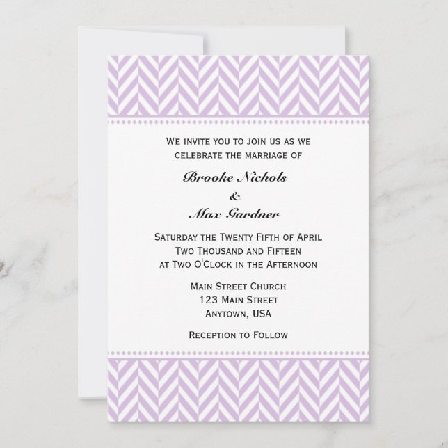 Convite para Casamento de Arenque Branco lavanda (Frente)