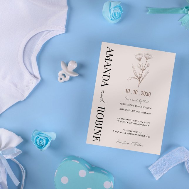 Convite para Casamento de Arte de Linha Minimalist (Criador carregado)