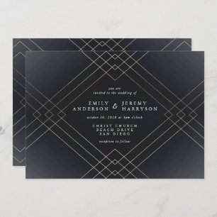 Convite para Casamento de Arte Geométrica Deco Exc