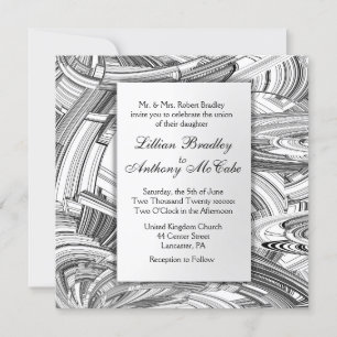 Convite para Casamento de Arte Moderna Preta e Bra