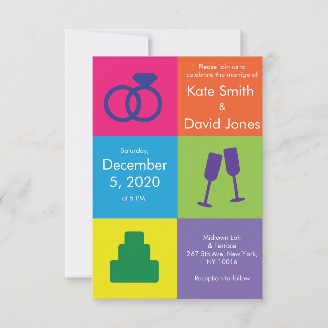 Convite para Casamento de Arte pop (Frente)