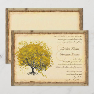 Convite para Casamento de Árvore Amarela Whimsical