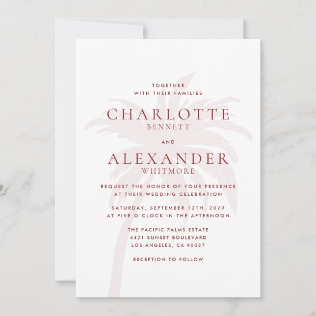 Convite para Casamento de Árvore Costeira Moderna  (Frente)