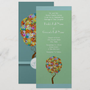 Convite para Casamento de Árvore de Amor com Flor 