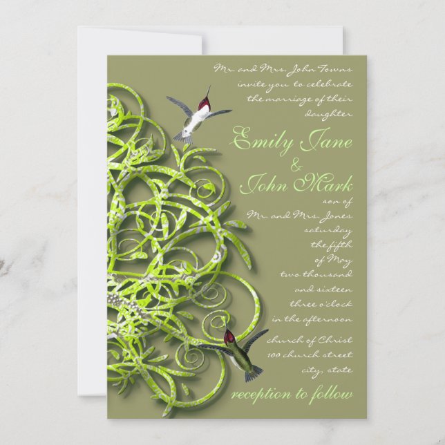 Convite para Casamento de Árvore de Limão de Aves  (Frente)