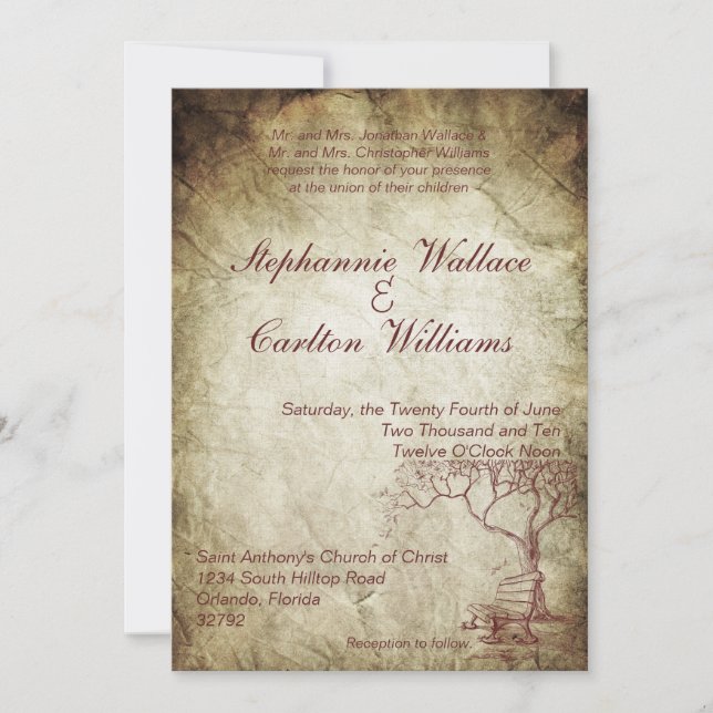 Convite para Casamento de Árvore de Queda (Frente)