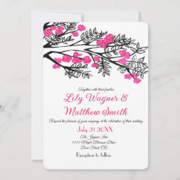 Convite para Casamento de Árvore Floral Elegante