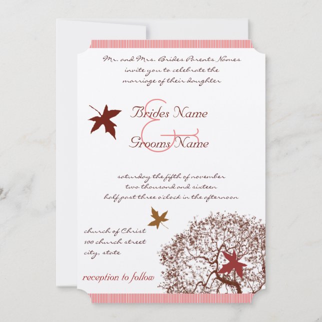 Convite para Casamento de Árvore Limão Vermelha Co (Verso)