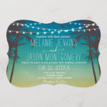 Convite para Casamento de Árvore Tropical de Praia