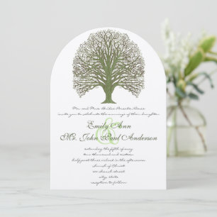 Convite para Casamento de Árvores de Madeira Verde