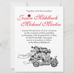 Convite Para Casamento De Automóvel De 16,5 cm x