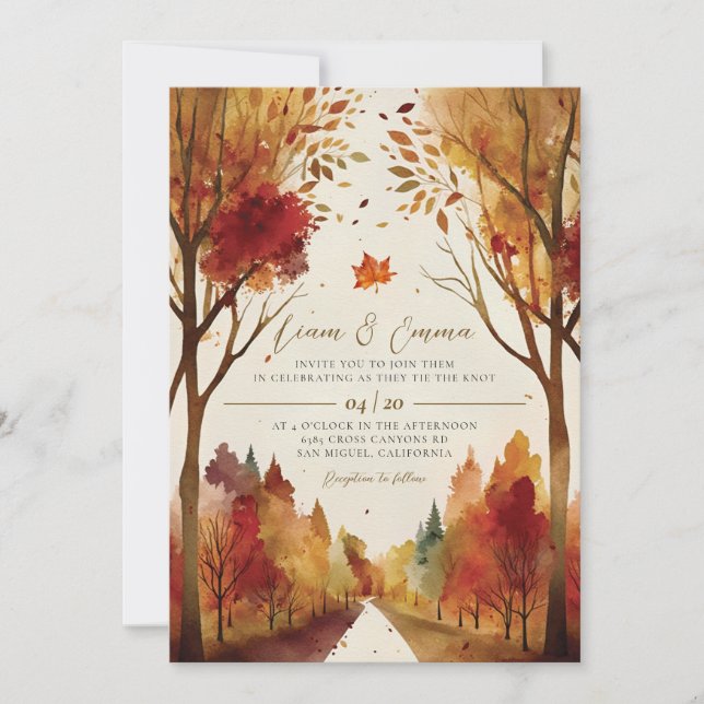 Convite para Casamento de Autumn Fall Autscape (Frente)