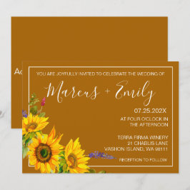 Convite Para Casamento De Autumn Sunflower