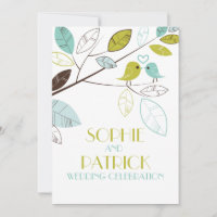 Convite para Casamento de Azul e Verde
