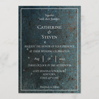 Convite para Casamento de Azul Teal, Dourado e Cob