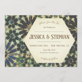 Convite para Casamento de Azulejos Azuis Antigos