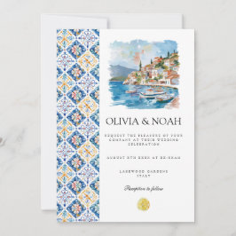 Convite para Casamento de Azulejos de Limão do Med