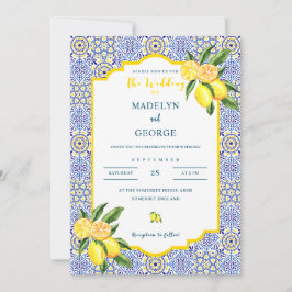 Convite para Casamento de Azulejos de Limão do Med