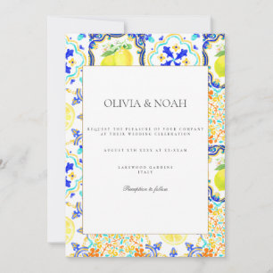 Convite para Casamento de Azulejos de Limão do Med