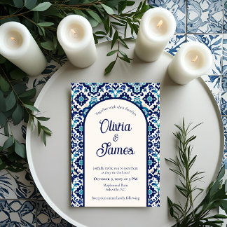 Convite para Casamento de Azulejos do Mediterrâneo