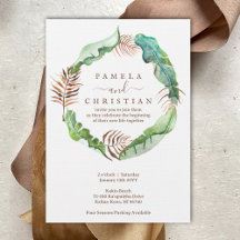 Convite para Casamento de Banana Leaf Wreath