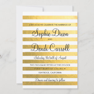 Convite para Casamento de Bandas de Folha de Ouro