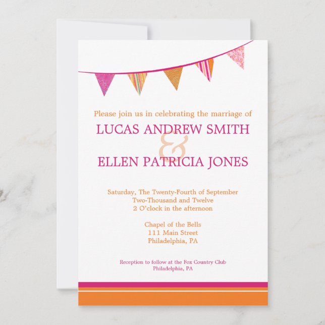 Convite para Casamento de Bandeiras do Partido - R (Frente)