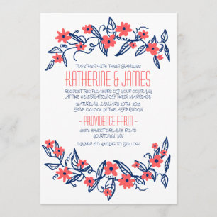 Convite para Casamento de Bandejas Florais Rosa e