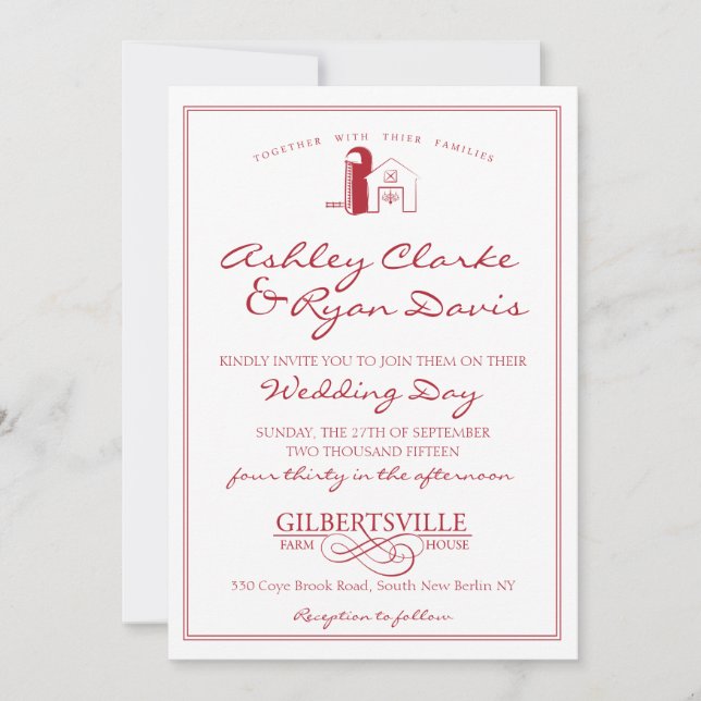 Convite para Casamento de Barn (Frente)