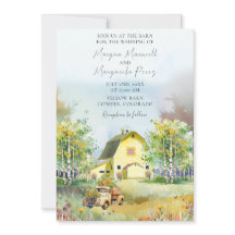 Convite para Casamento de Barn Amarelo de Verão