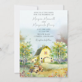 Convite para Casamento de Barn Amarelo de Verão