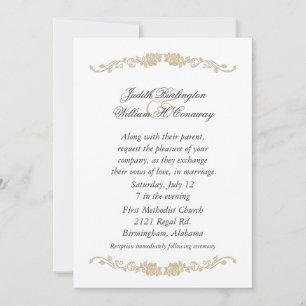 Convite para Casamento de Beige e White