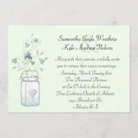 Convite para Casamento de Bells Azuis e Mason Jar