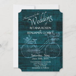 Convite para Casamento de Bicicleta Russa Azul