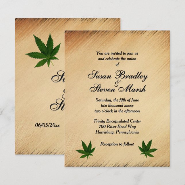 Convite Para Casamento De Bilhetes Rustic Weed (Frente/Verso)