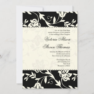 Convite para Casamento de Black and Cream