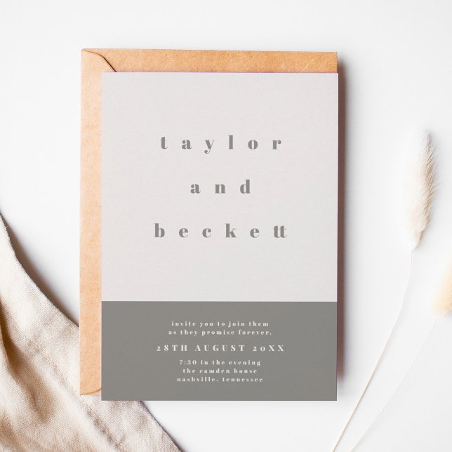 Convite para Casamento de Bloco de Cor da cinza (Criador carregado)